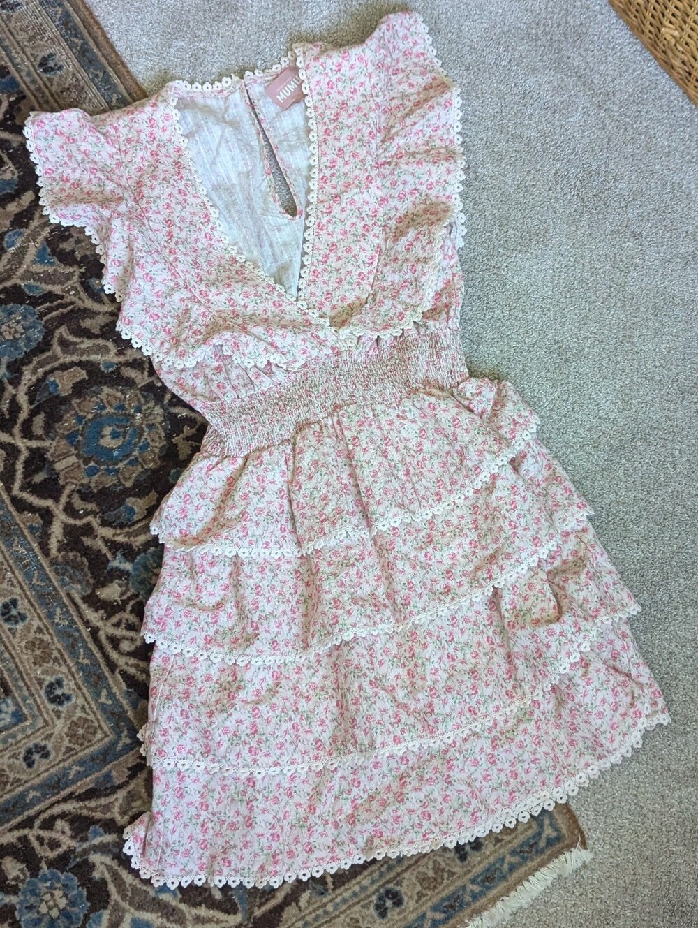 Show Me Your Mumu Sweet Ruffle Pink Floral Mini Dress